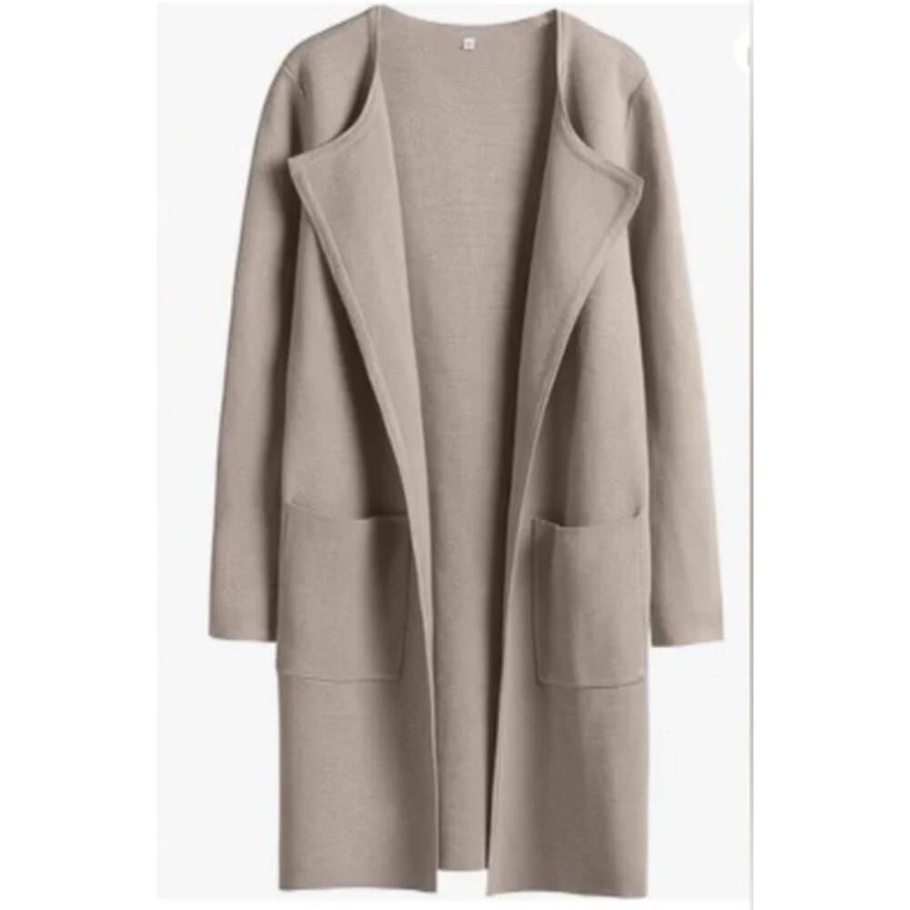 Anrabess Women’s Open Front Long Sweater Blazer Size Small Oversized Cream Nude